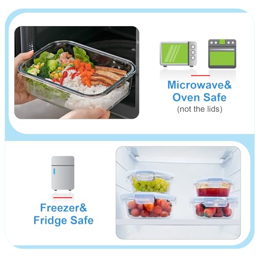 30 Pieces Glass Meal Prep Containers with Lids P104