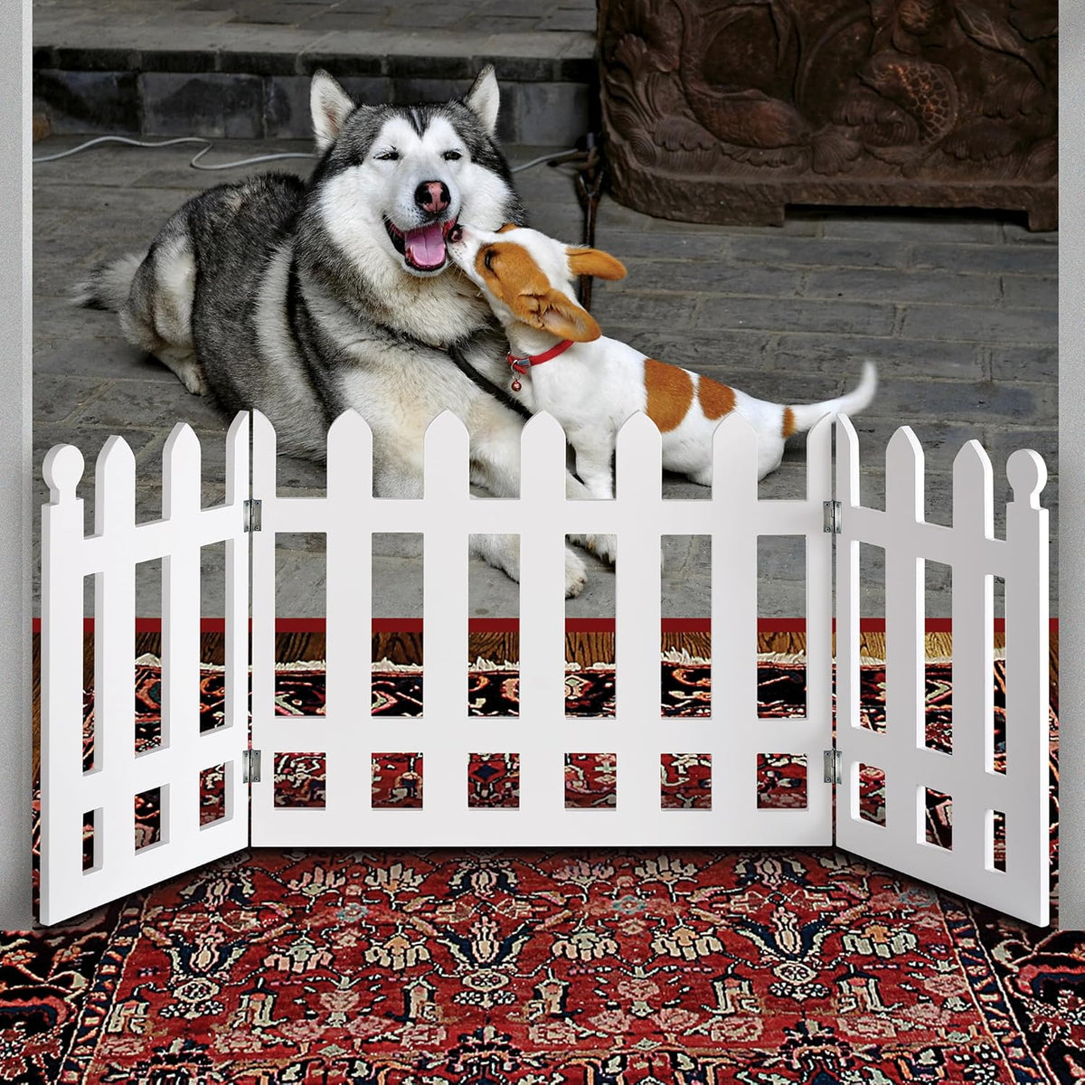 White Picket Fence Folding Pet Gate T375493