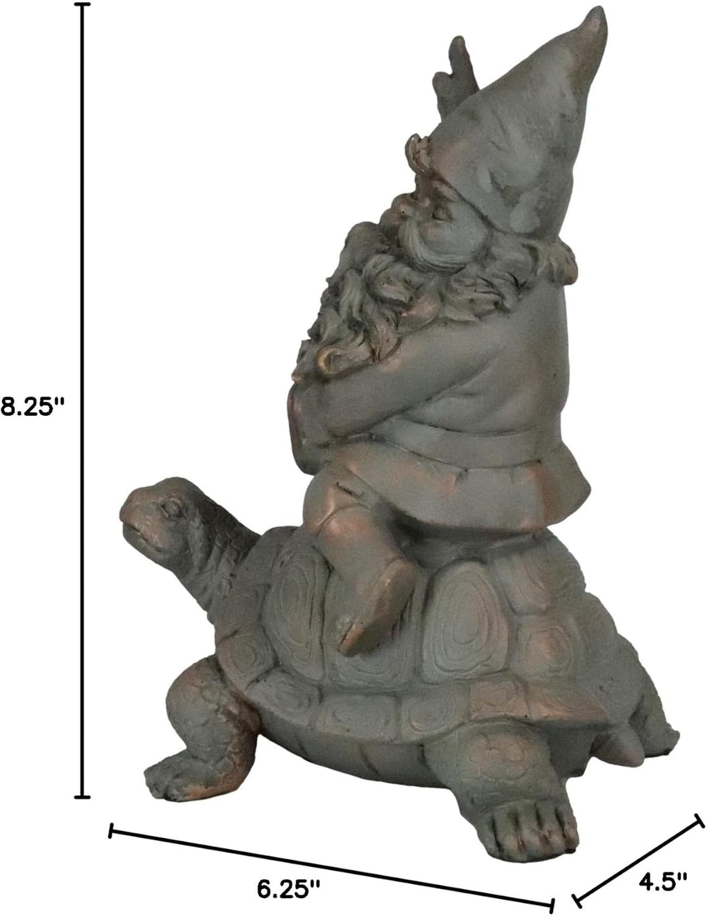 Mr Gnome Sitting On Wild Rodeo Giant Tortoise Figurine P720