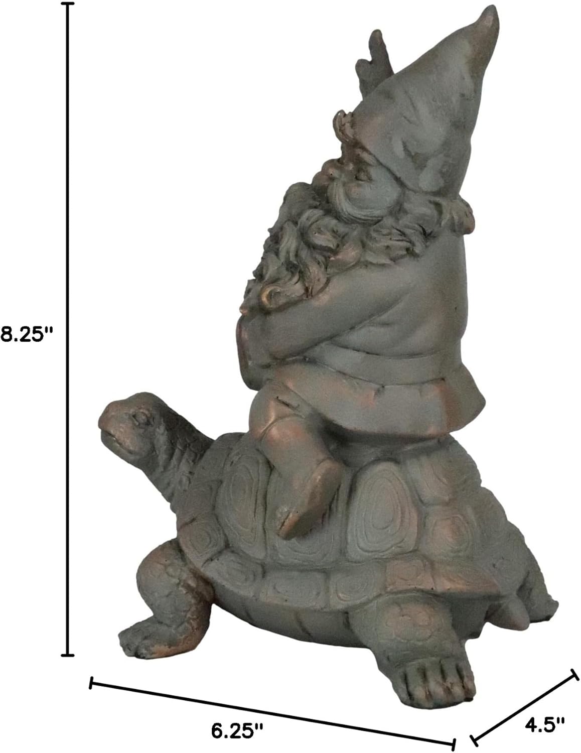 Mr Gnome Sitting On Wild Rodeo Giant Tortoise Figurine P720