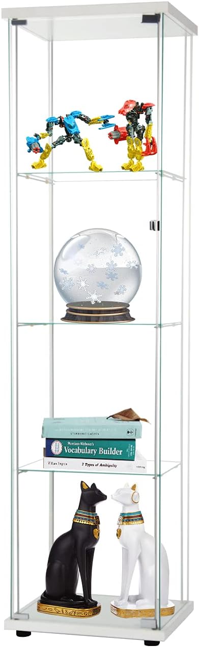 4-Shelf Glass Display Cabinet with Door, Black S912139