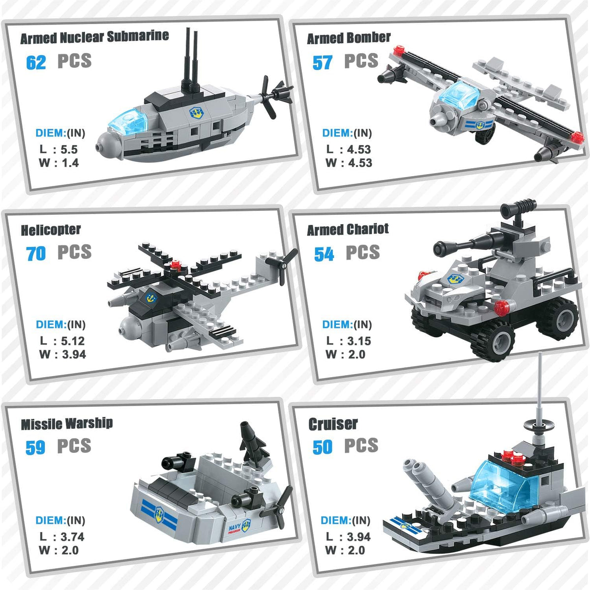 796 Pieces City Police Military Battleship Building Blocks Set D105407