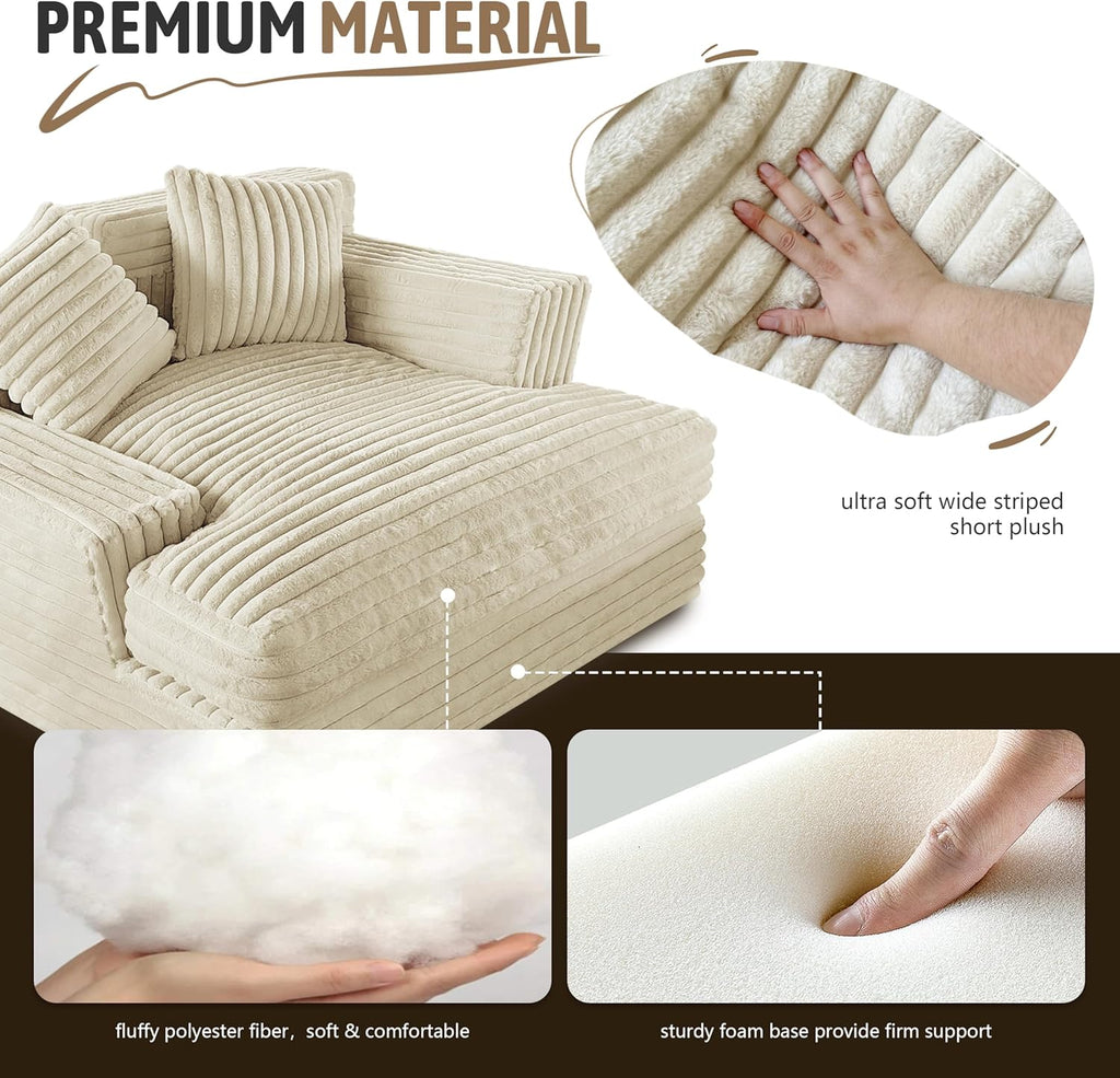 Oversized Chaise Lounge Sofa with 2 Throw Pillows Q420312