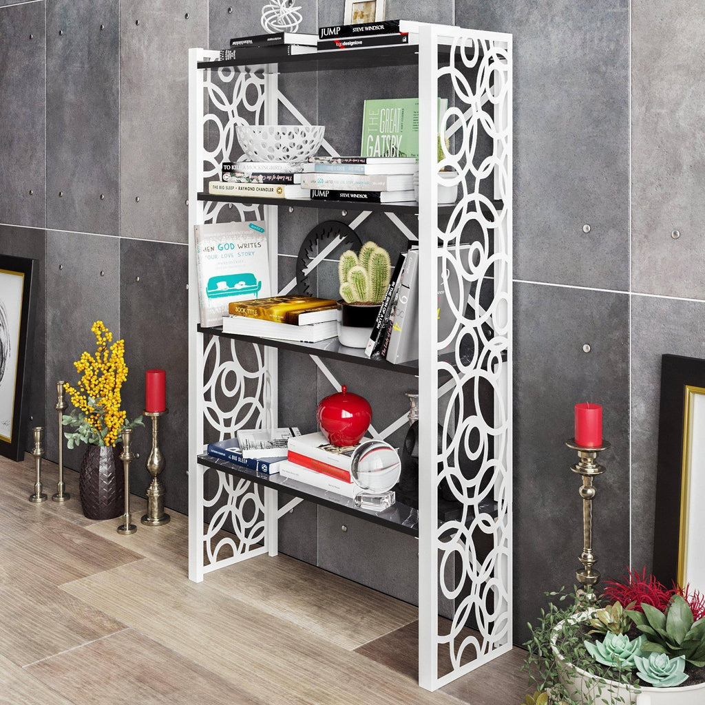 White Metal Wood Bookcase K984