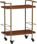 Modern Serving Cart Bronze and Walnut D40347