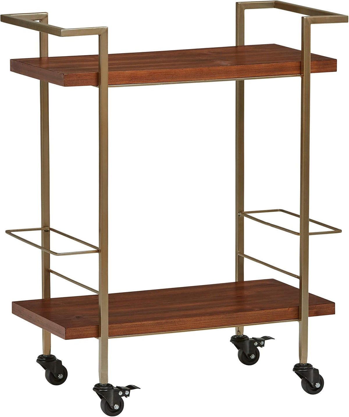 Modern Serving Cart Bronze and Walnut D40347