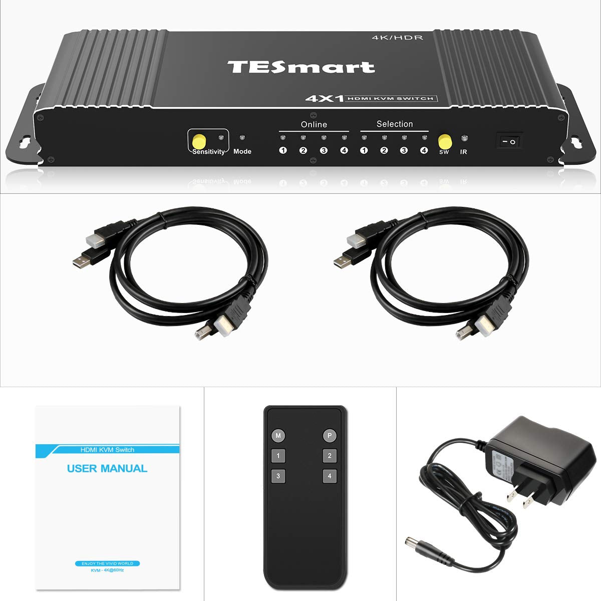 HDMI KVM Switcher 4K 60Hz 4 in 1 Out D530831