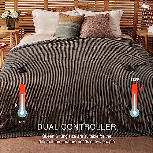 Beige Full Size Electric Heated Blanket with Dual Controller Z142