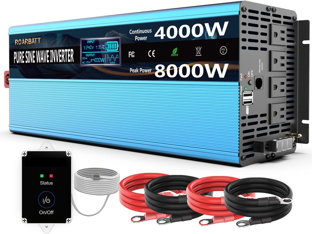 4000W Pure Sine Wave Power Inverter 12V to 110V with Remote Control P92860