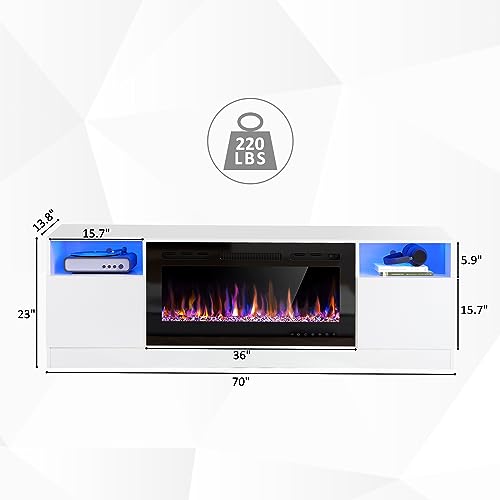 Black 70" Fireplace TV Stand with 36" Electric Fireplace H6051