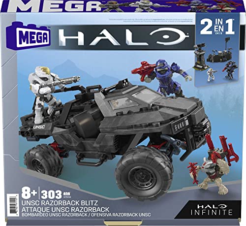 303 Piece UNSC Razorback Blitz Vehicle Building Toy Set with 4 Micro Action Figures V11875