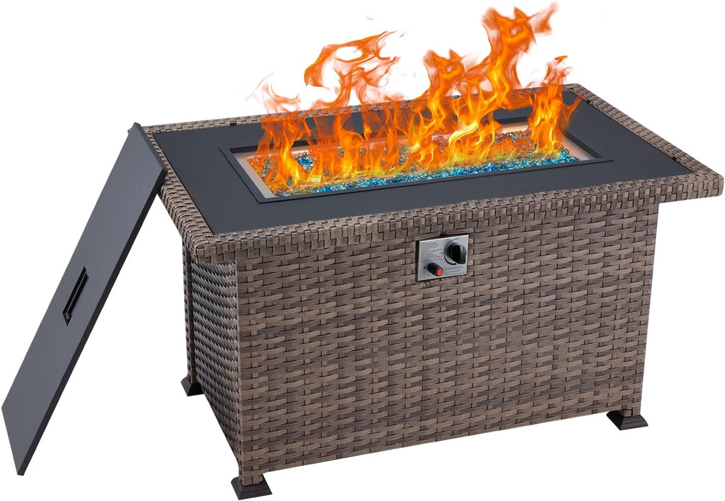 Propane Fire Pit Table 44in 50000BTU Brown D80936