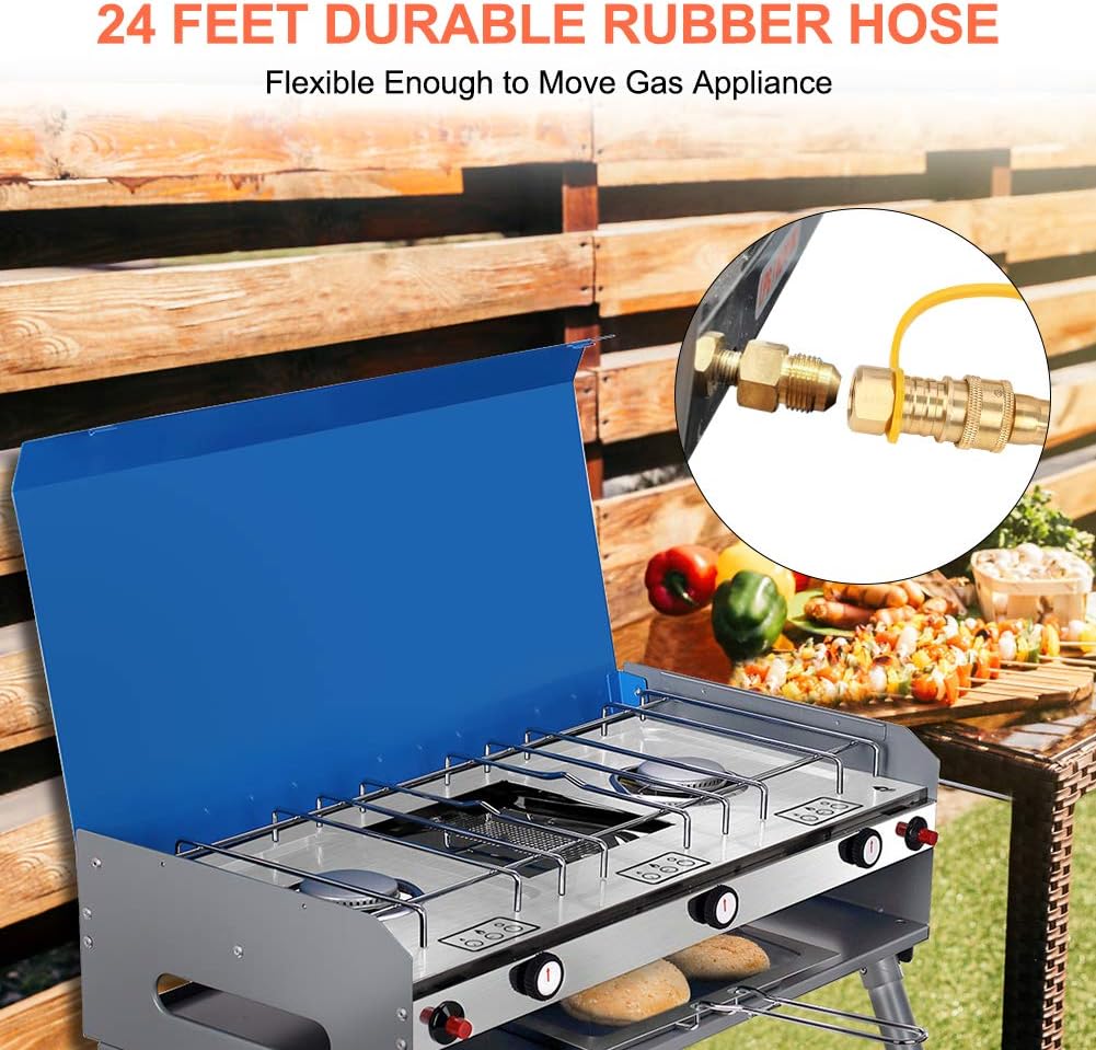 24 Feet 3/8 Inch Natural Gas Grill Hose with Quick Connect V141