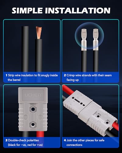 4 Pack Wire Connector for 2 to 4 Gauge Cables, 12V to 36V Battery Quick Connect Set D17432