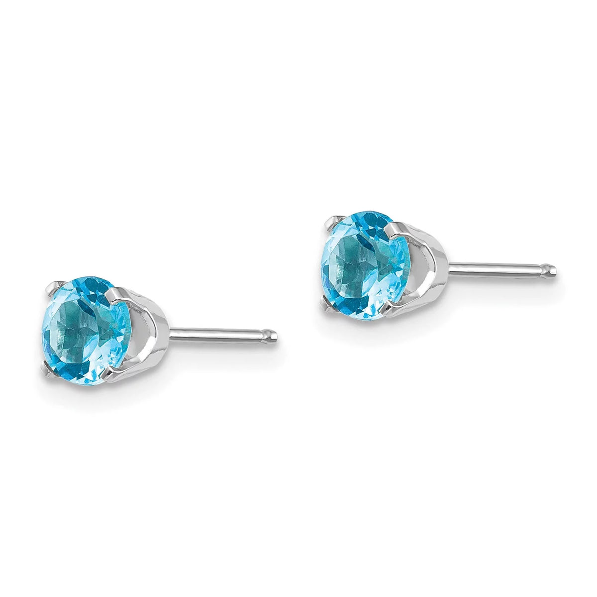 14k White Gold 5mm Blue Topaz Stud Earrings E13279