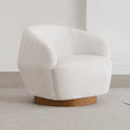 White Fabric Swivel Barrel Accent Chair X7695