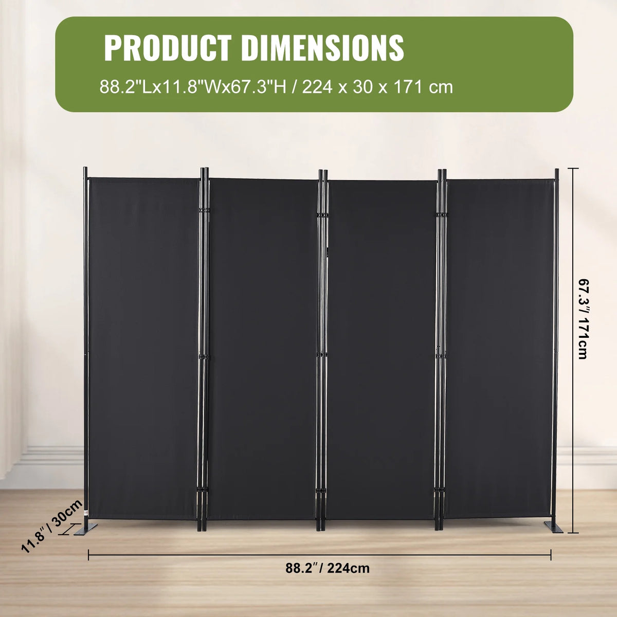 4-Panel Folding Privacy Screen Room Divider D73778