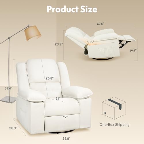 Oversized Swivel Rocker Recliner Chair with Heating H75881