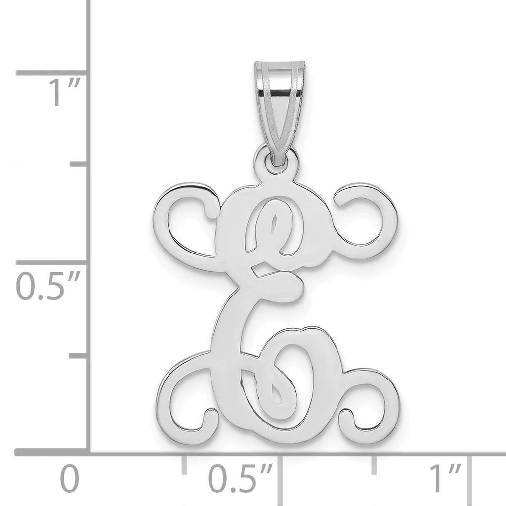 10K White Gold Initial Letter E Pendant F813
