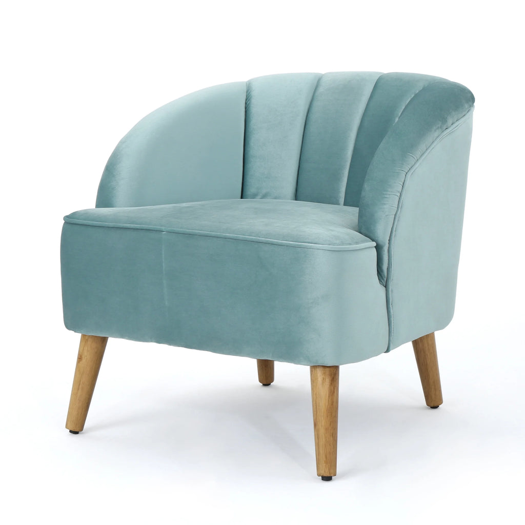 Seafoam Blue Velvet Club Chairs, Set of 2 N44977