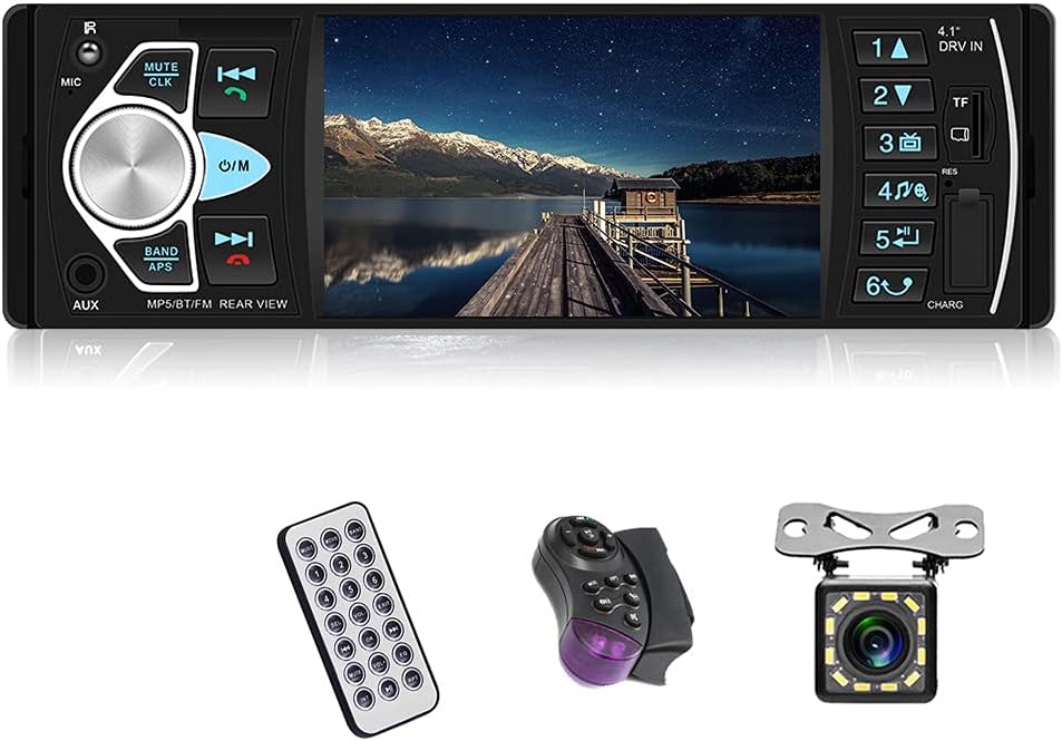 4.1 '' HD Screen Single Din Car Stereo with Bluetooth FM Radio Receiver D9653