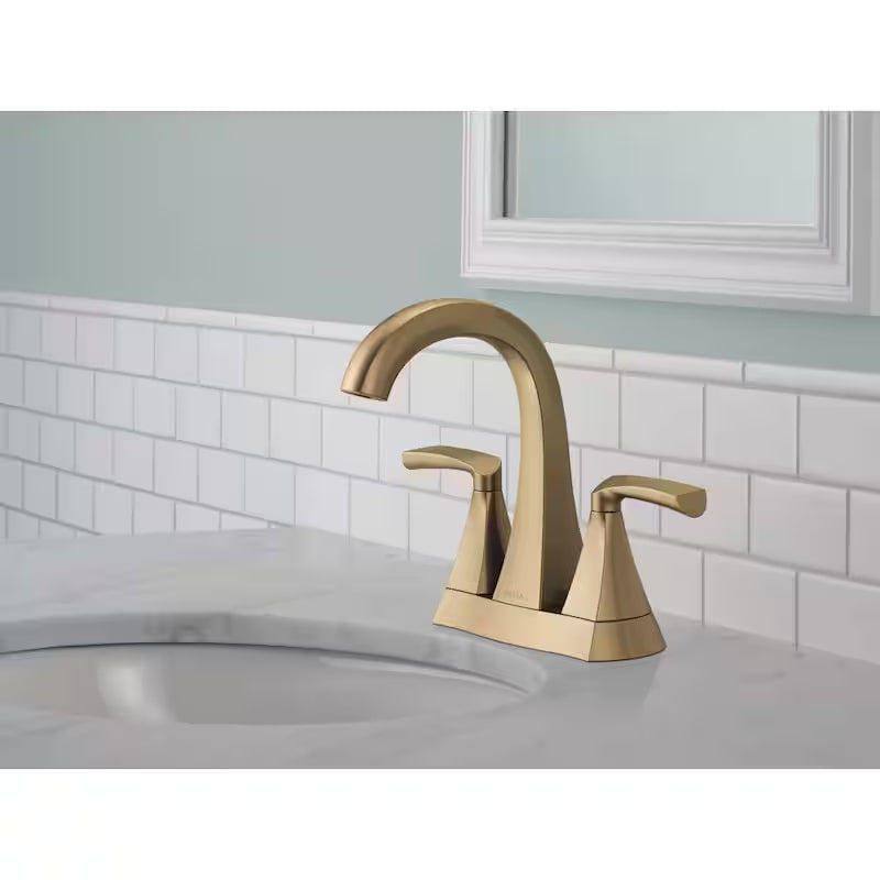 4 in. Centerset Double-Handle Bathroom Faucet in Champagne Bronze H10846
