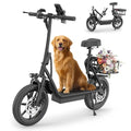 Electric Scooter with Seat, 500W Motor, 14'' Tires, Foldable E-Scooter with Suspension O8023