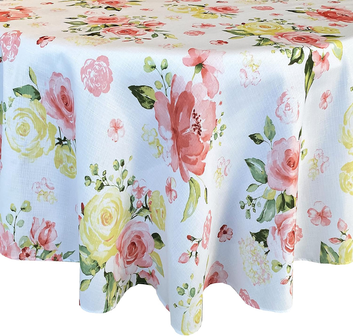 Rose Print Fabric Tablecloth, 70” Round B751