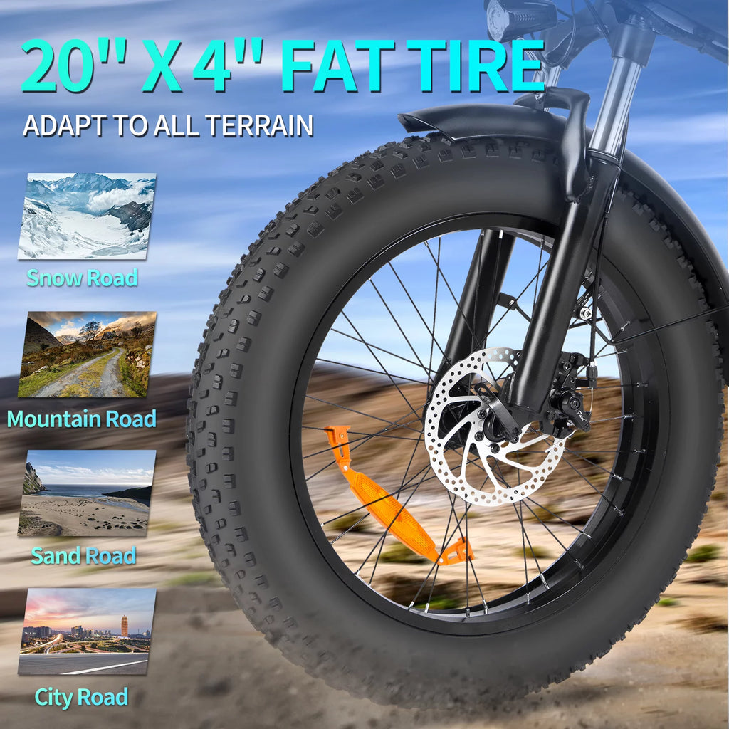 20 Fat Tire 750W 48V 14AH Foldable Electric Bike V659847