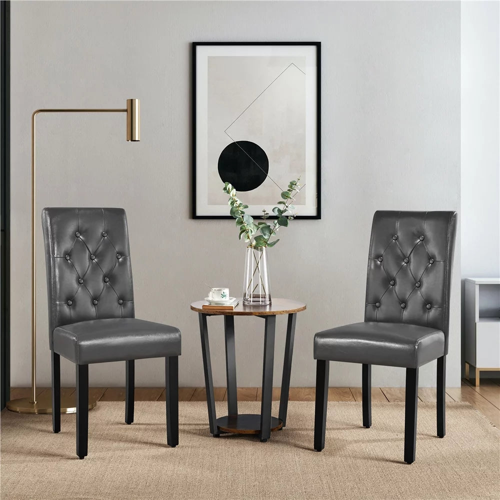 Gray Tufted Padded Dining Chair Set of 2 W60552