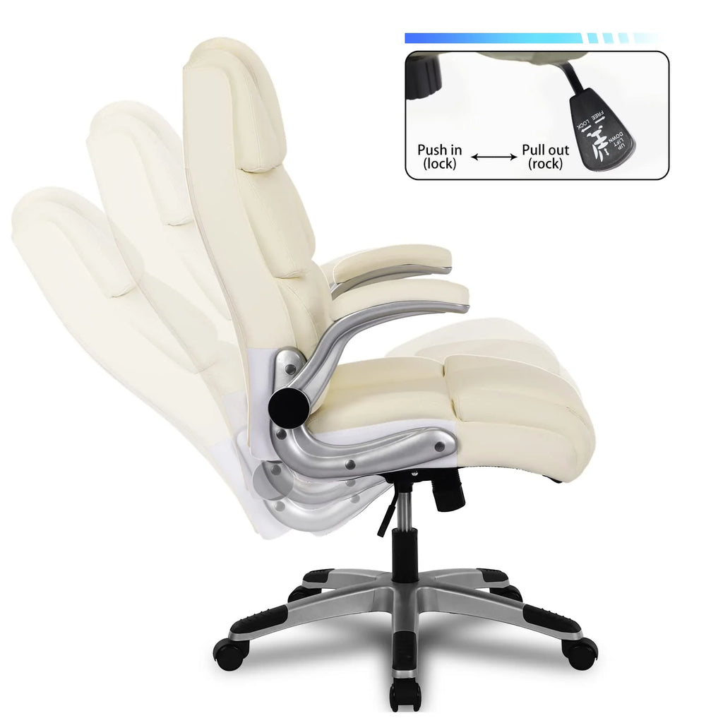 White Ergonomic Office Chair with Flip-up Armrests T598
