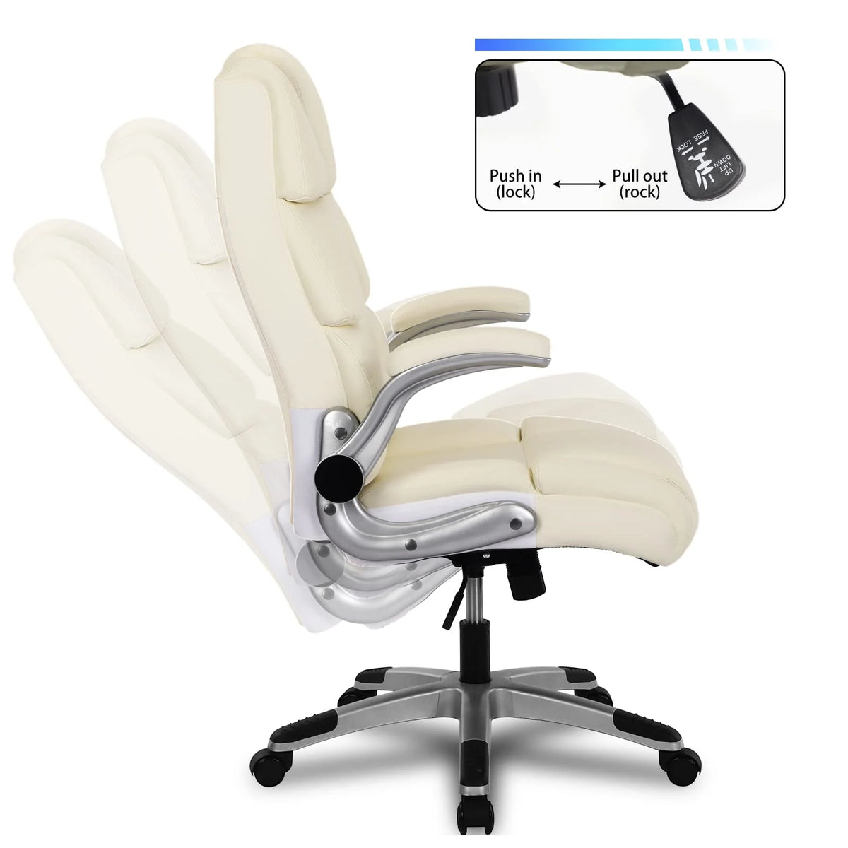 White Ergonomic Office Chair with Flip-up Armrests T598