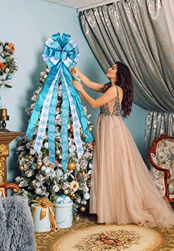 Christmas Tree Topper Bow with Snowflake Pattern E7383