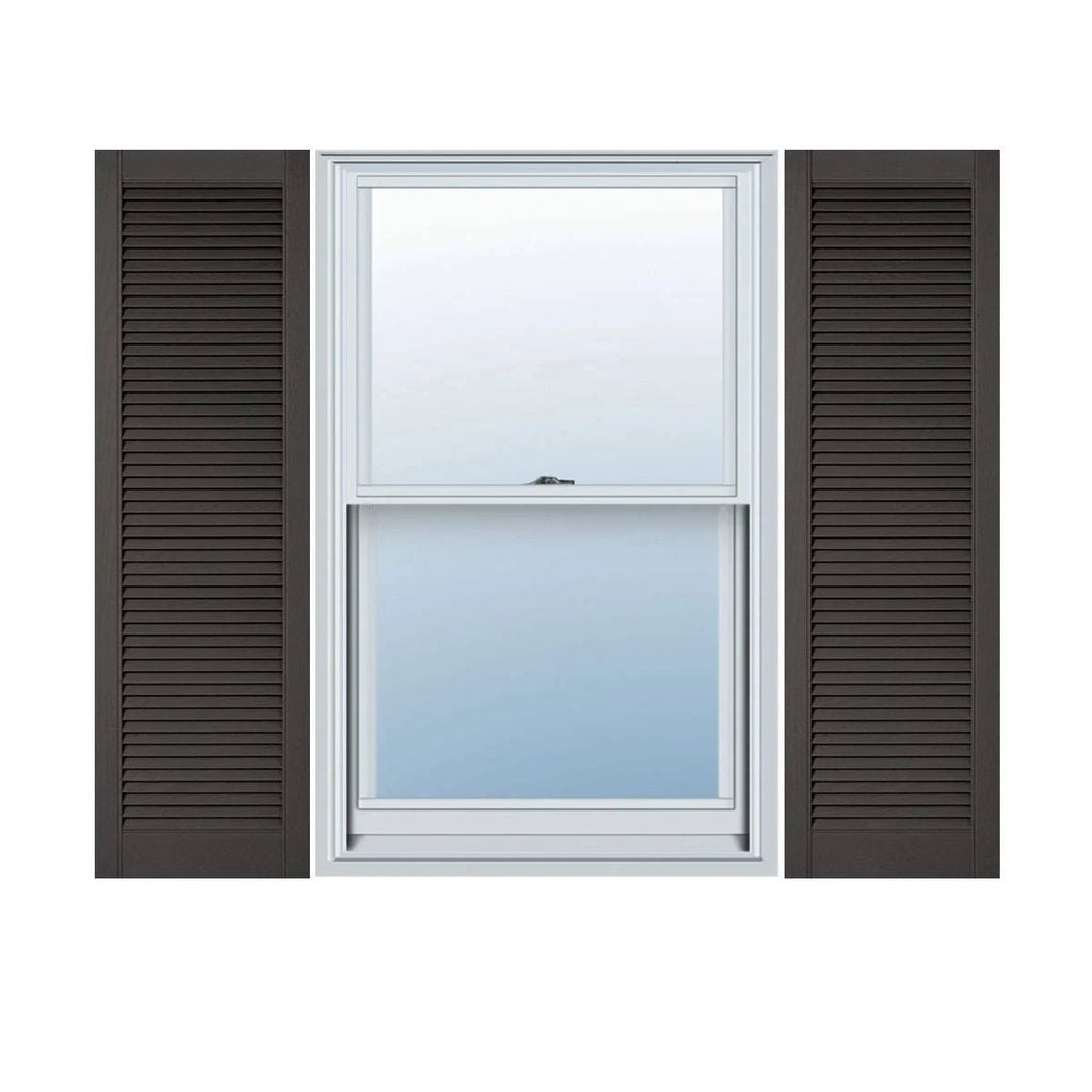 Tuxedo Grey Vinyl Louver Shutters, Per Pair Y140592