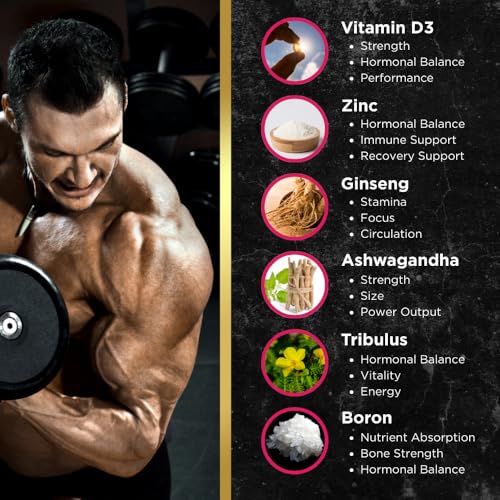 150 Capsules Tribulus Terrestris Ginseng Vitamin D3 Ashwagandha Supplement X509