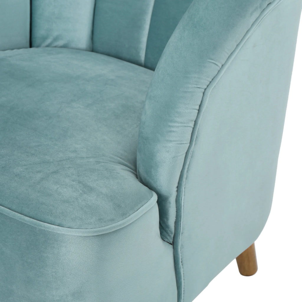 Seafoam Blue Velvet Club Chairs, Set of 2 N44977