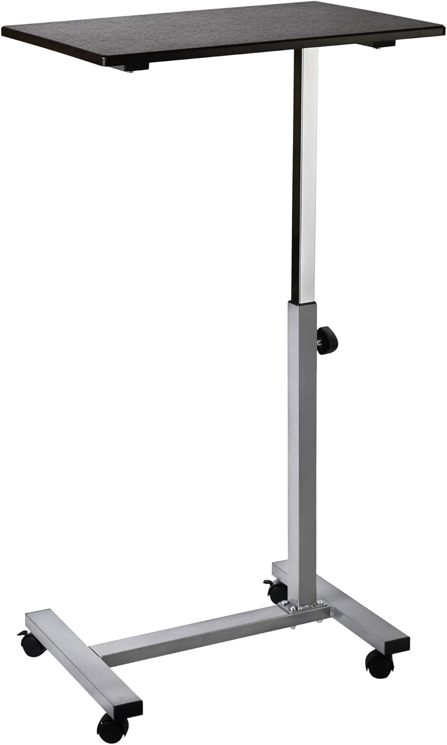 White Tempered Glass Mobile Height Adjustable Desk Cart E21111