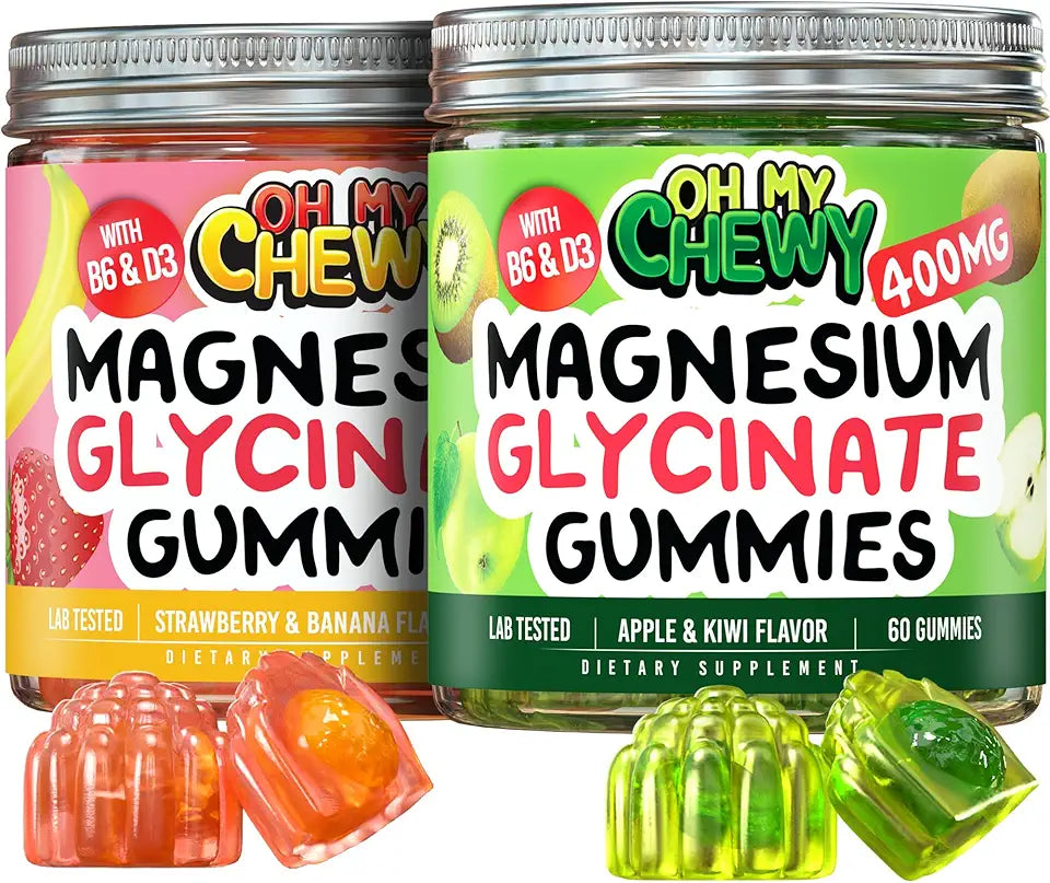 Strawberry Banana Apple Kiwi Magnesium Gummies 2 Bottles A46730
