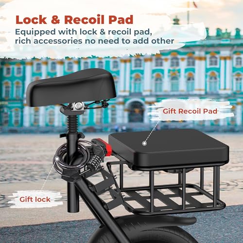 Electric Scooter with Seat, 500W Motor, 14'' Tires, Foldable E-Scooter with Suspension O8023