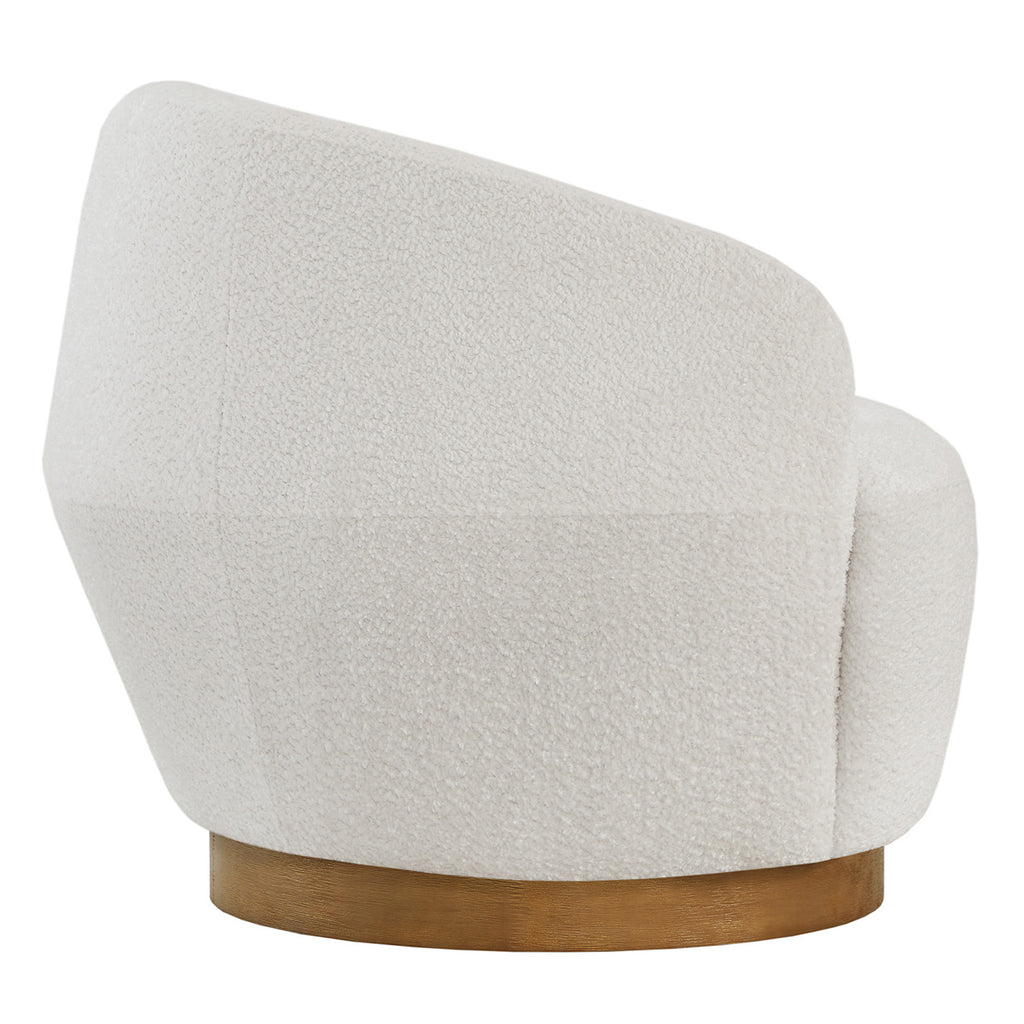 White Fabric Swivel Barrel Accent Chair X7695