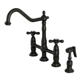 Matte Black Kitchen Faucet with Brass Sprayer E439898