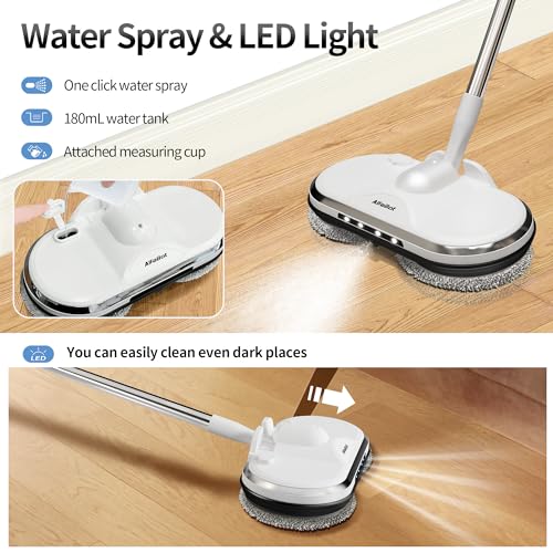 Cordless Electric Spin Mop with Water Sprayer and LED Headlight K54863