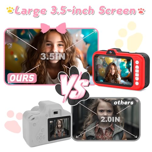Kids Digital Camera with Rotating Zoom Lens, 3.5” Screen, 1080P, 32GB Card C19498