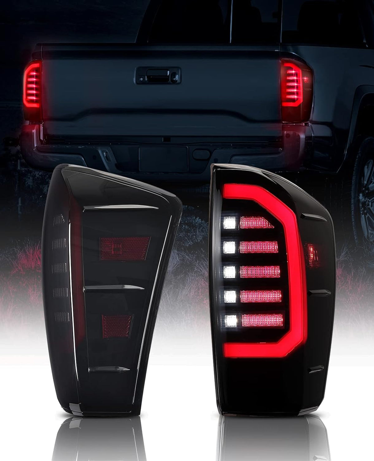 Smoked Lens LED Tail Lights Assembly for Toyota Tacoma 2016-2021 P2080