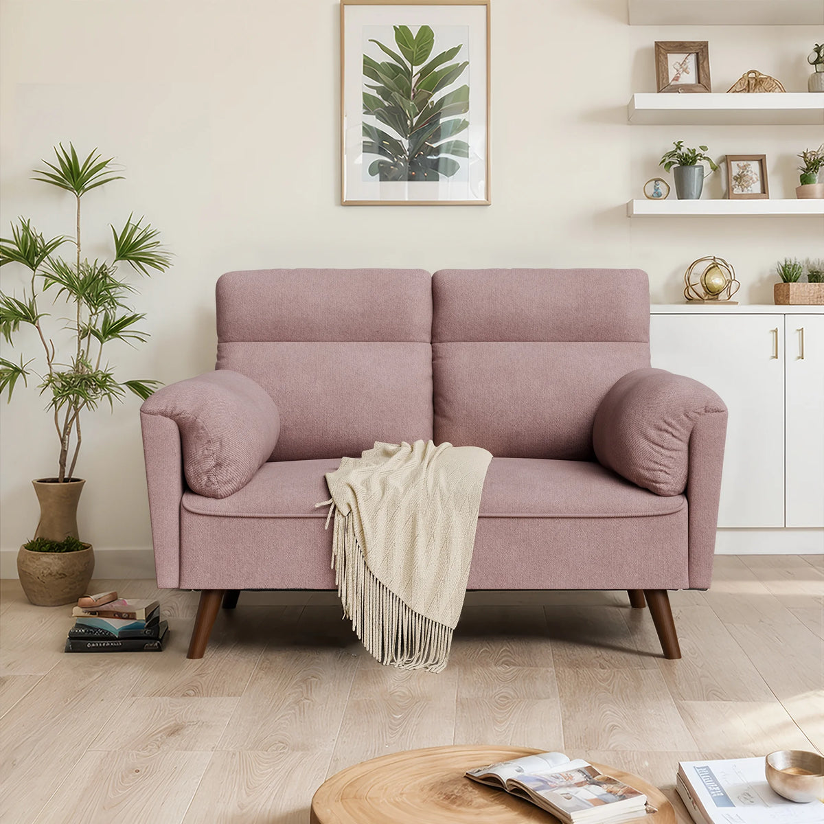 49'' Dark Gray Upholstered Loveseat Sofa with Solid Wood Legs R330