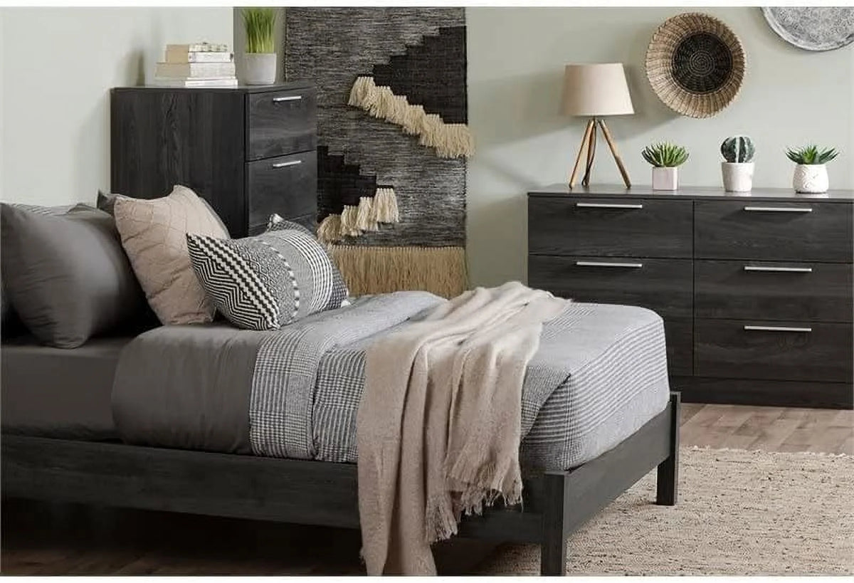 Dark Grey 5 Drawer Wood Dresser F850426