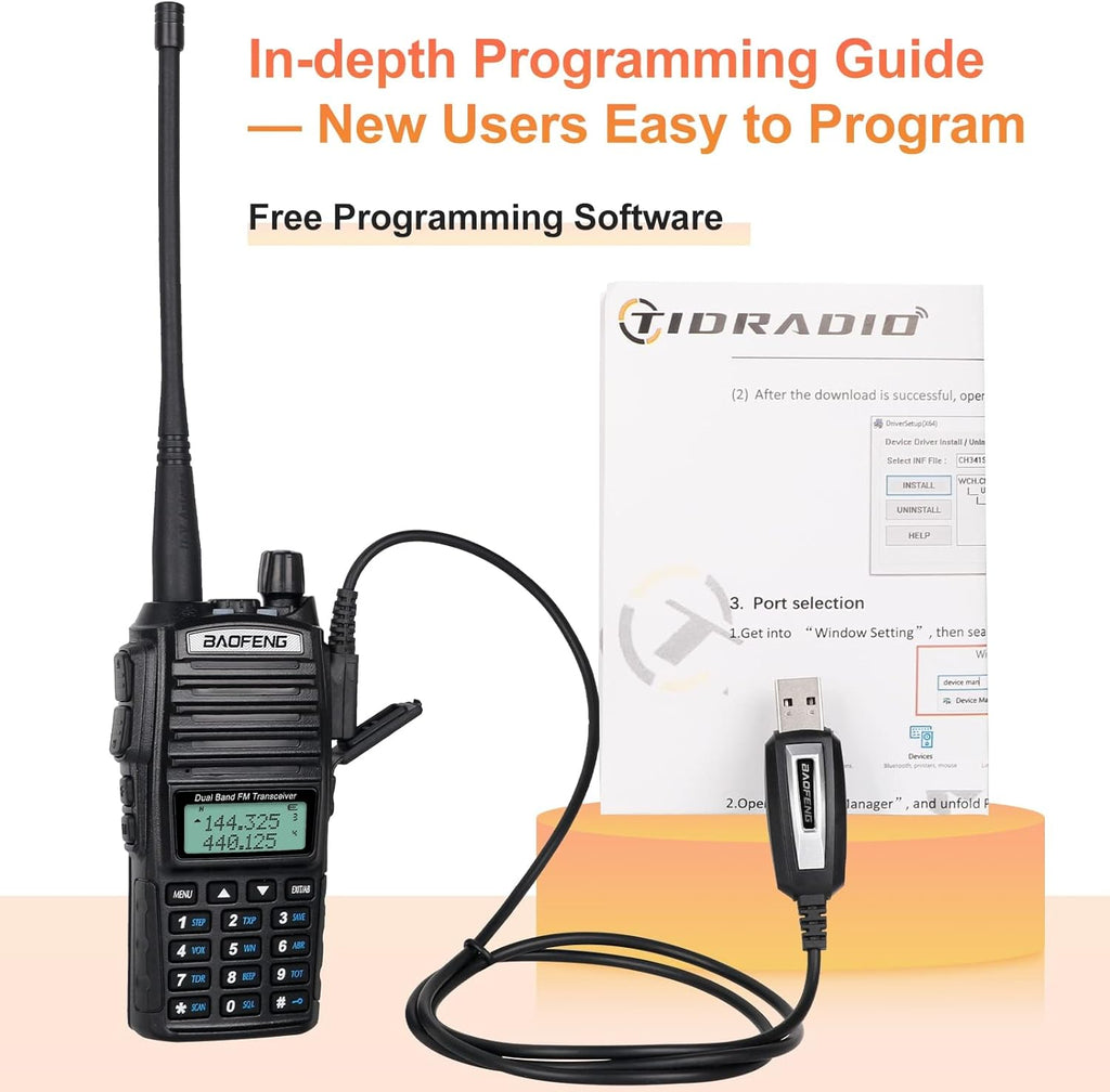 Black 2 Pack Walkie Talkies with Programming Cable and Handheld Speaker Mic K179