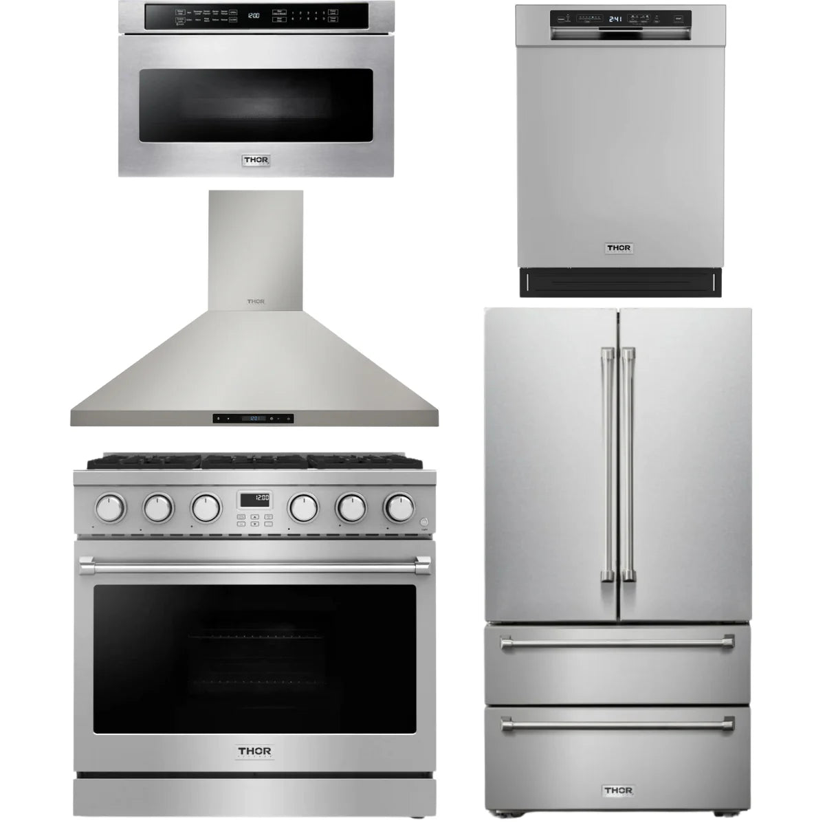 36 Gas Range, Range Hood, Refrigerator, Dishwasher and Microwave Q764645