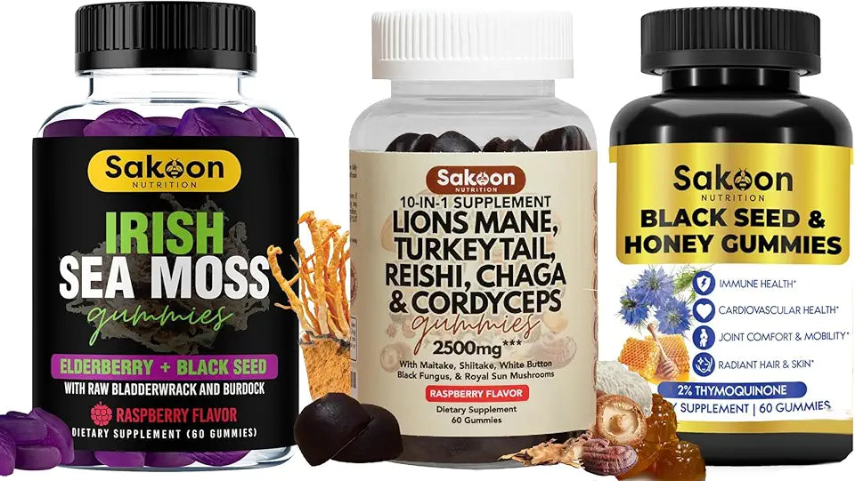 Black Seed Oil, Irish Sea Moss & Lions Mane Mushroom Gummies W2951