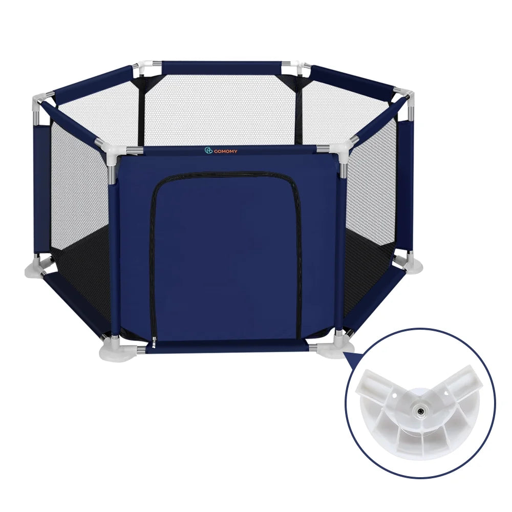Blue 6 Panel Portable Baby Playpen J4410